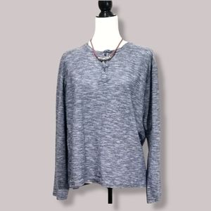 Silver Jeans Women's Top Size L Long Sleeve 3 Button Pull Over Jersey